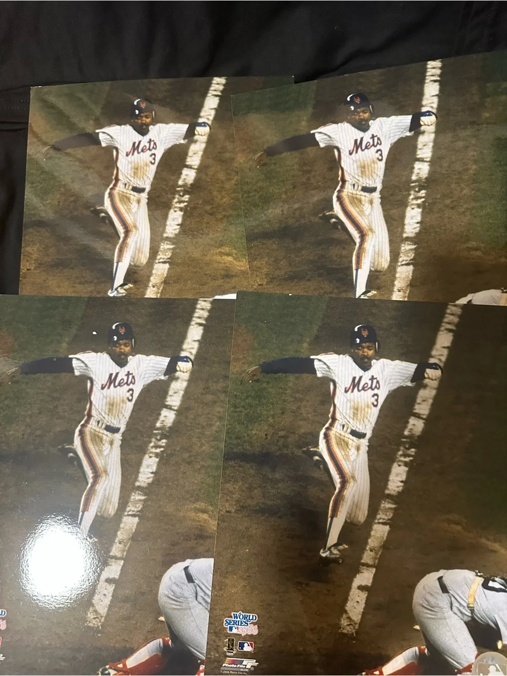 Rafeal Santana lot of 4 Mets 1986 World Series photos 8x10